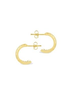 Yellow Gold Over Sterling Silver Diamond C Earrings